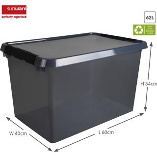 Actual product image Helit Aufbewahrungsbox Comfort-line, 62L, grau-transparent (40 cm, 62 l)