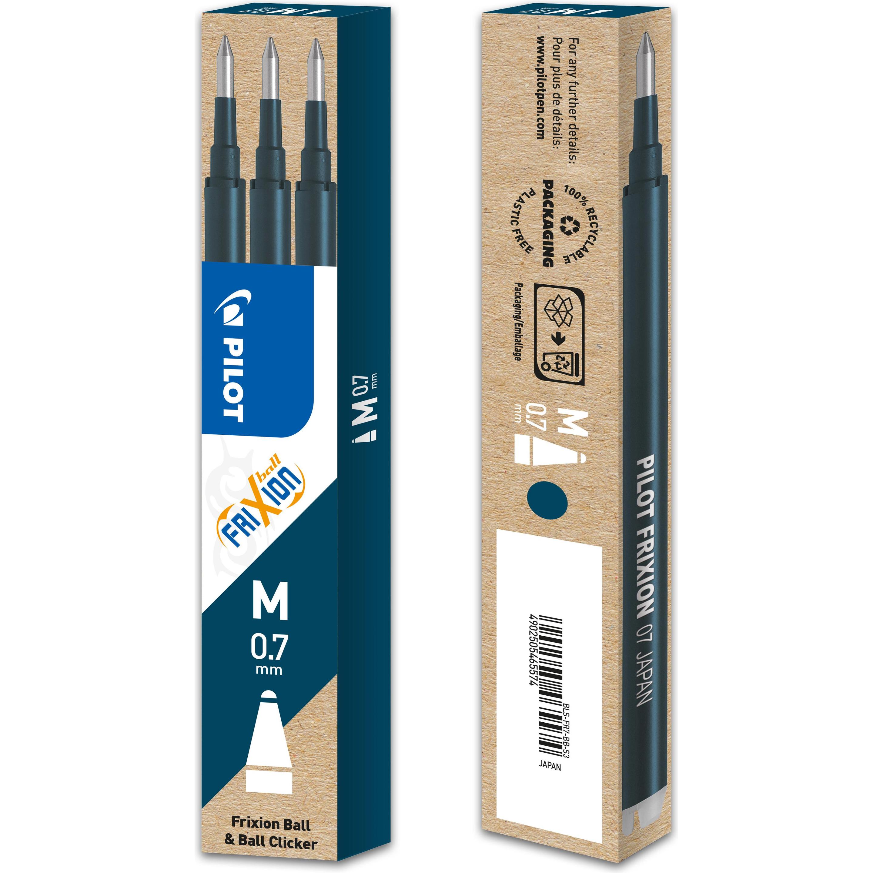 Pilot, Cartucce di ricambio, FriXion Set di ricarica à 3 (3 pz., Blu, Nero, 0.70 mm)