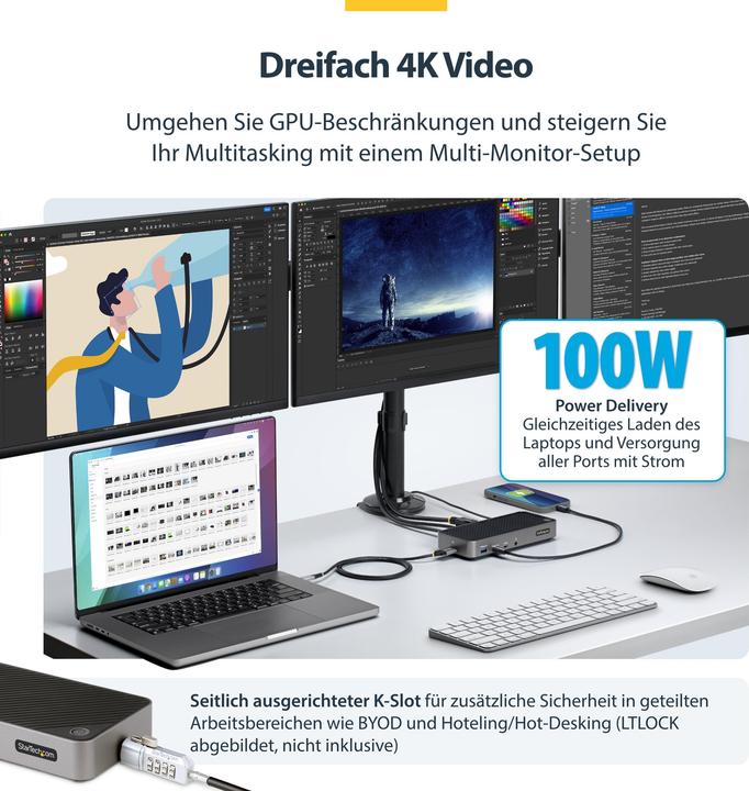 Image du produit StarTech Station D'Accueil Triple écran (USB-C, 8 ports)