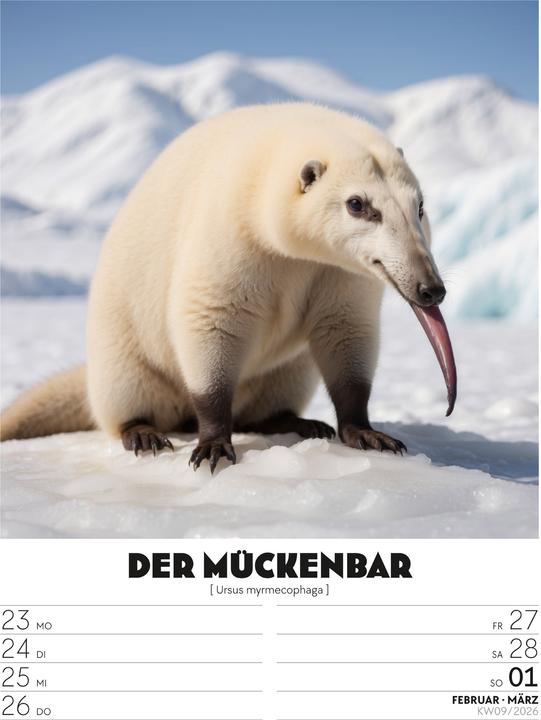 Image du produit Verrücktes Tierleben - Wochenplaner mit KI-Bildern Kalender 2026 (25 x 33 cm, Allemand)