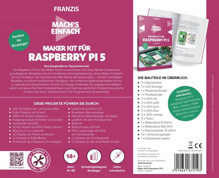 Actual product image Franzis Maker Kit for Raspberry Pi 5