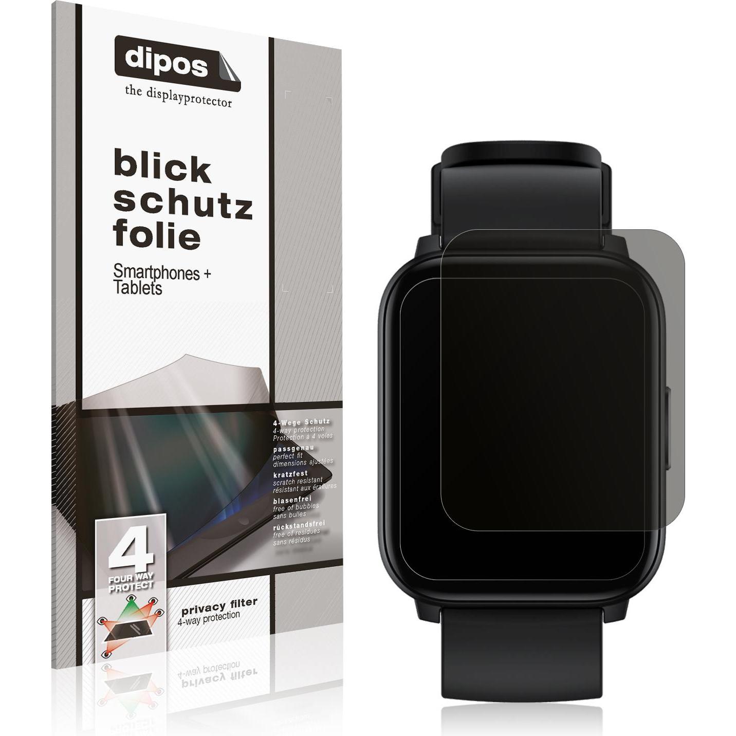 Dipos Blickschutzfolie 4-Way Privacy, Smartwatch Schutzfolie, Transparent