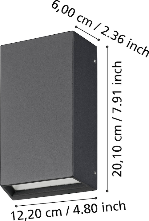 Image du produit EGLO 900886 SPONGANO Luminaire extérieur LED pour mur/plafond 2x5W 20cm Noir Couleur de lumière (600 lm)