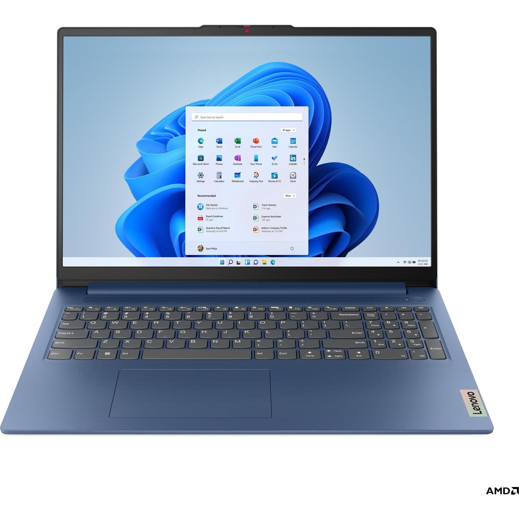 Lenovo IdeaPad Slim 3 (16", AMD Ryzen 5 7430U, 16 GB, 512 GB, DE), Notebook, Blau
