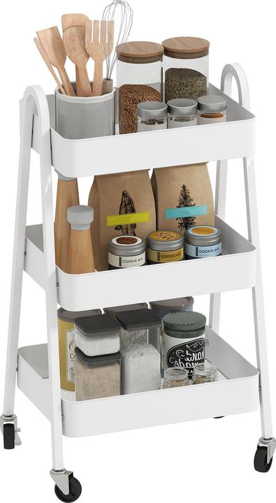 Produktbild Homcom Rollwagen Metall Weiss