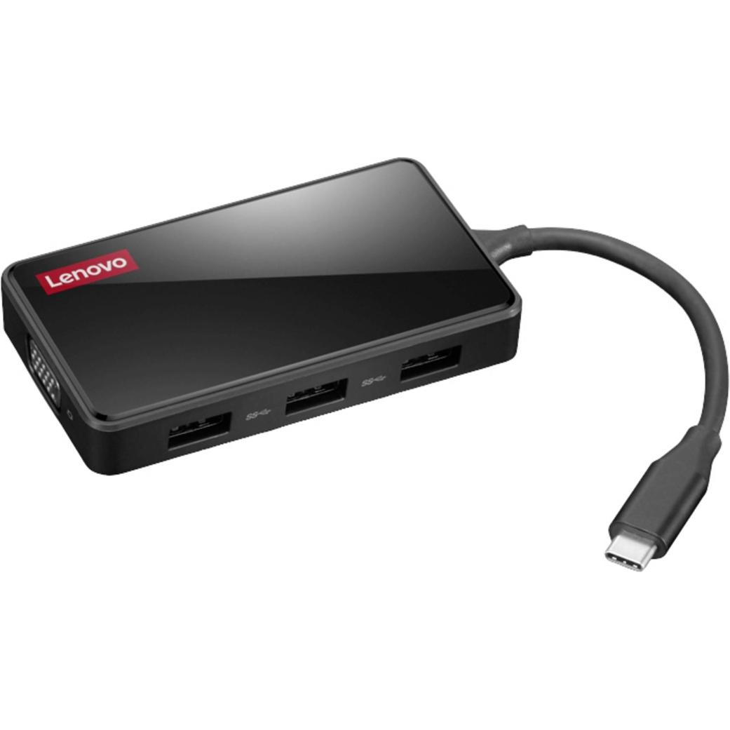 Lenovo Travel 100 (USB-C, 6 Ports), Dockingstation + USB Hub, Schwarz