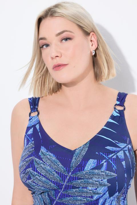 Actual product image Ulla Popken Fern Print Ruched Swimsuit (58)