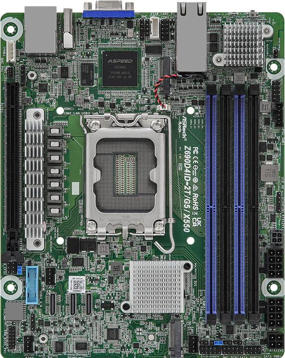 AsRock Mainboard Z690D4ID-2T/G5/X550 mini-ITX Socket 1700 DDR5-only Single (LGA 1700, Intel Z690H, Mini-ITX)