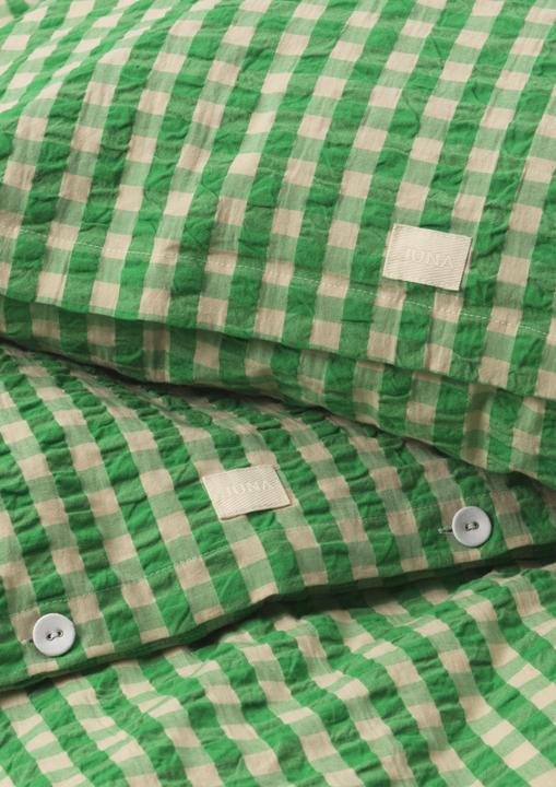 Produktbild Juna B 140 x L 220 cm - Økologisk bomuld - Grøn/sand (Bettwäsche Set, 140 x 220 cm)