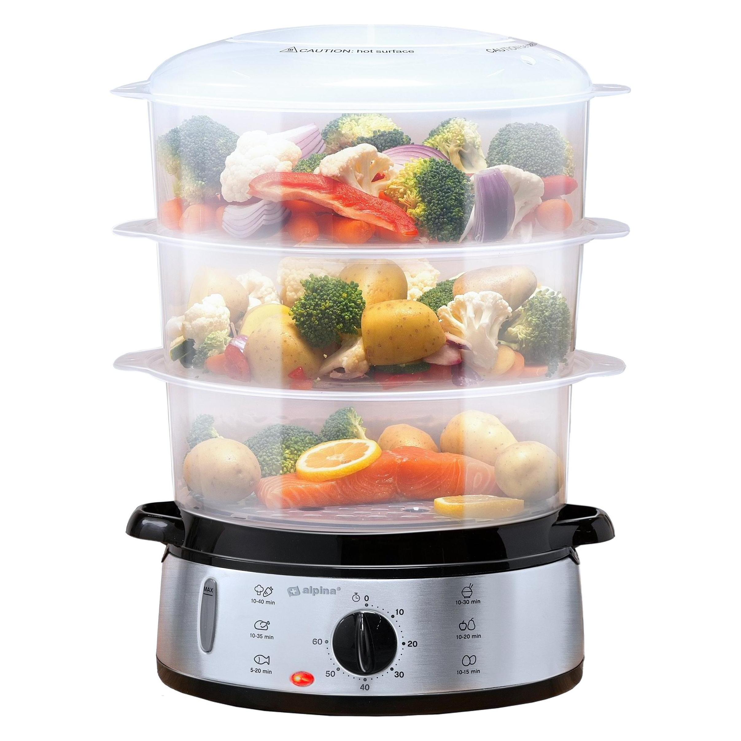 Alpina Food Steamer 230V 800W, Stomer + Rijstkoker, Zilver