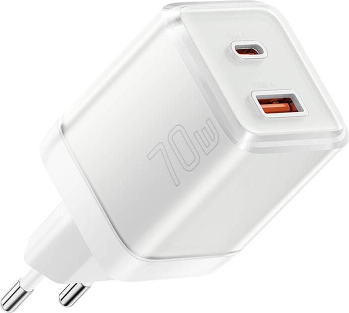 Actual product image Essager Wall charger Yueqi 70W GaN USB-C + USB-A (white) (70 W, 2 ports)