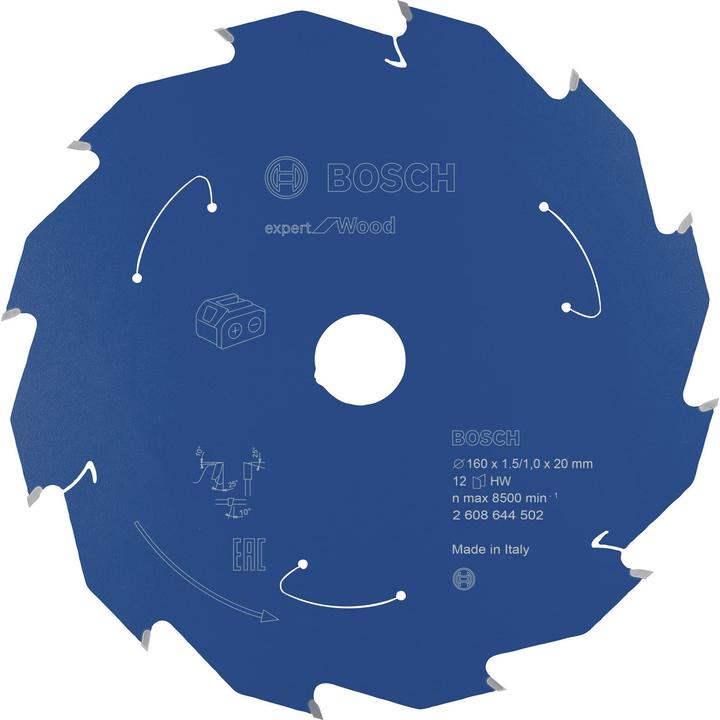Produktbild Bosch Professional Zubehör Akku-Kreissägeblatt Expert for Wood, 160 x 1,5/1 x 20, 12 Zähne