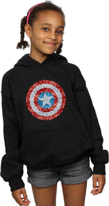 Produktbild Captain America Pixelated Shield Kapuzenpullover Mädchen (152, 158)