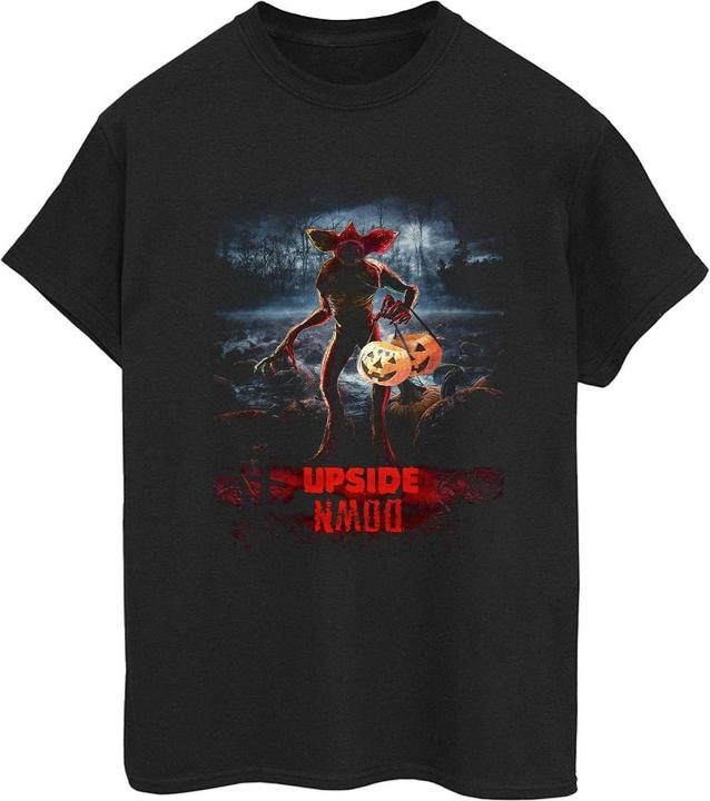 Actual product image Netflix Womens/Ladies Stranger Things Pumpkin Upside Down Cotton Boyfriend T-Shirt (XXL)