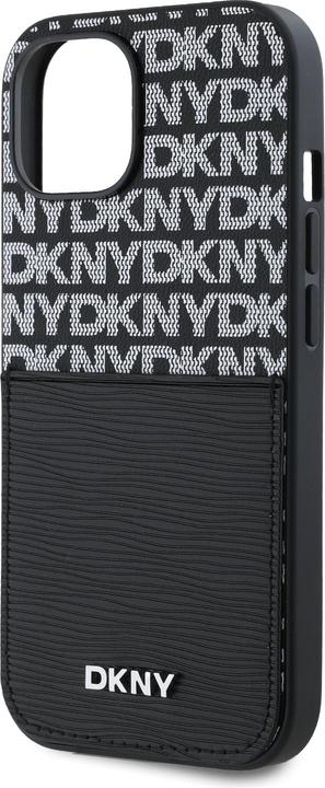 Produktbild DKNY PU Leather Repeat Pattern Card Pocket Case for iPhone 15 Black (Apple iPhone 15)