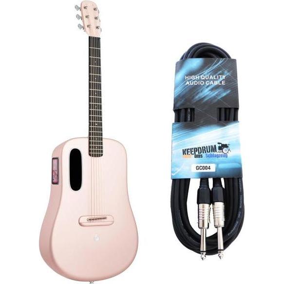 Lava Music Gitarre ME 4 36 Zoll Pink mit Kabel (Akustik Gitarre, Kohlefaser-Verbundstoff), Gitarre, Pink