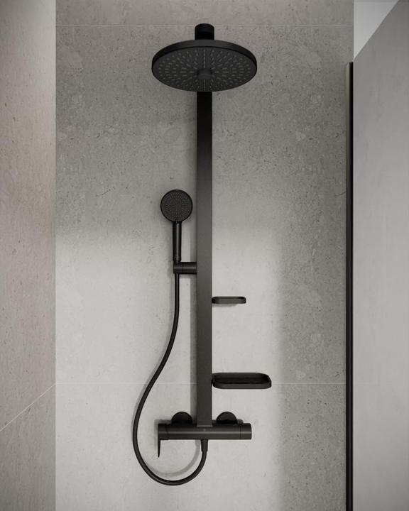 Actual product image Ideal Standard Shower system Alu+: Ceraflow shower mixer 2 shelves, 2F hand shower, 2F overhead shower