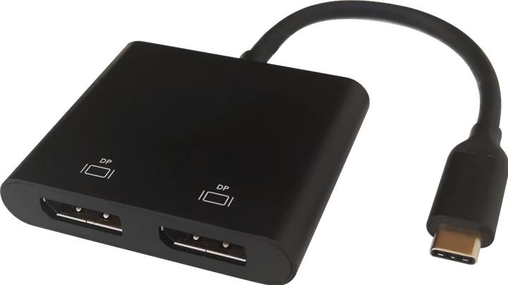 Produktbild Deltaco USB-C til 2 x Displayport 4K/60Hz HUB (USB Typ-C, 10 cm)