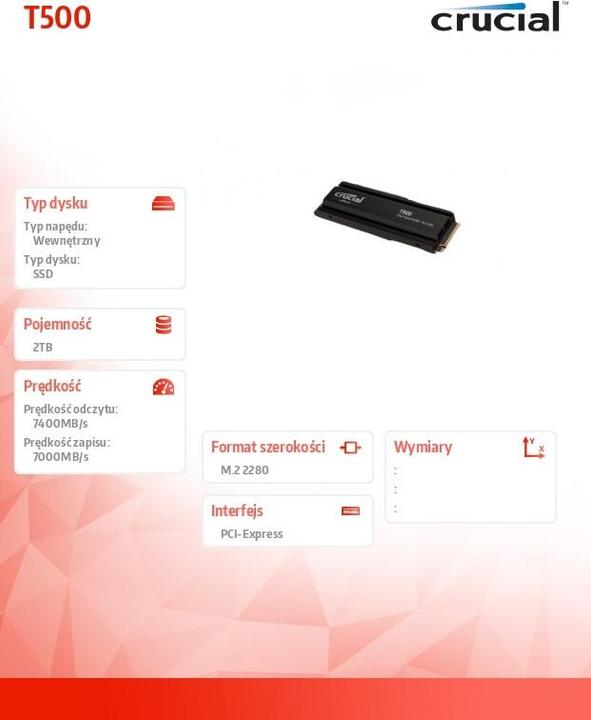 Actual product image Crucial T500 with Heatsink (2000 GB, M.2 2280)