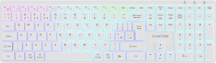Canyon Computertastatur Tastatur HKB-W11 UK/US RGB Dual Mode Wireless Weiss (US, Kabellos)