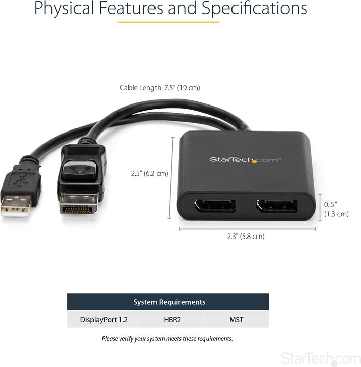 Actual product image StarTech Mst Hub - 2-Port Displayport (Digital -> Digital)