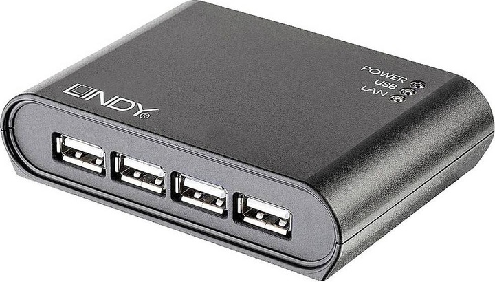Actual product image Lindy USB-HUB 2.0 Gigabit Network Server 4 Port (USB-A, 4 Ports)
