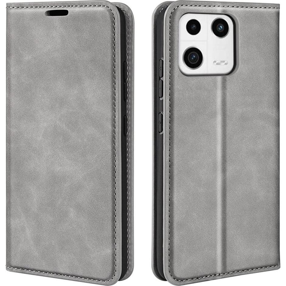 Cover-Discount Xiaomi 13 - Stand Flip Case Hülle grau (Xiaomi 13), Smartphone Hülle, Grau
