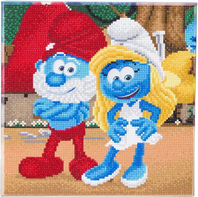 Craft Buddy Schlumpfine und Papa Schlumpf, Bild 30x30cm Crystal Art