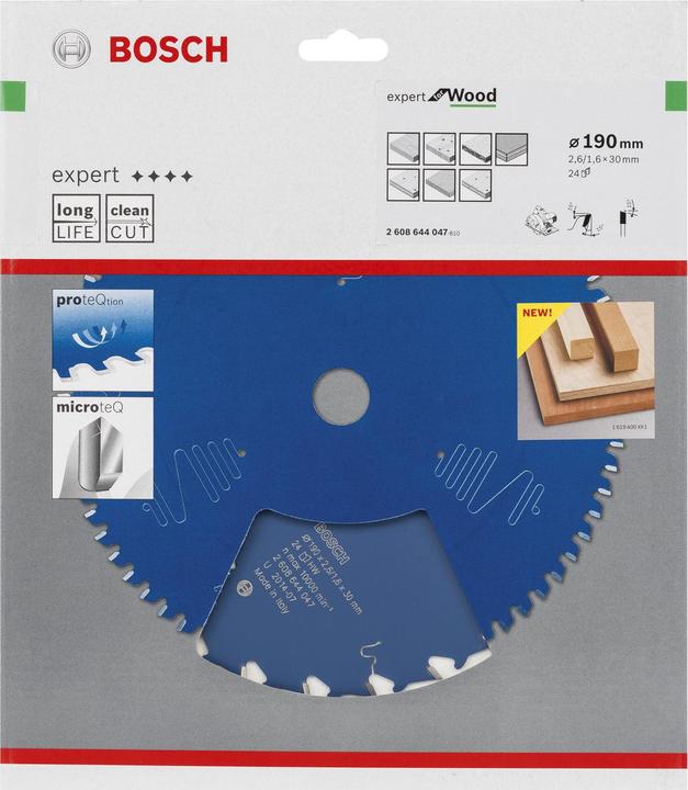 Image du produit Bosch Professional Zubehör Lame de scie circulaire Expert for Wood, 190 x 30 x 2,6 mm, 24