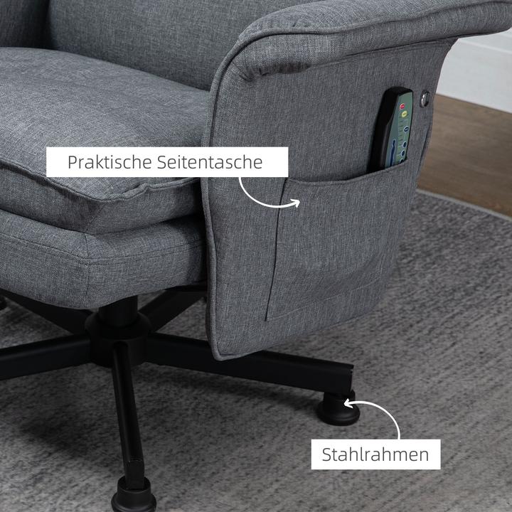 Produktbild Swisshandel24 Massagesessel mit Fusshocker, Elektrischer Fernsehsessel mit Massagefunktion, Fernbedienung, Drehbar