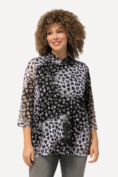 Immagine prodotto Ulla Popken Maglia dal taglio svasato in mesh con collo alto e maniche a 3/4 (46, 48)