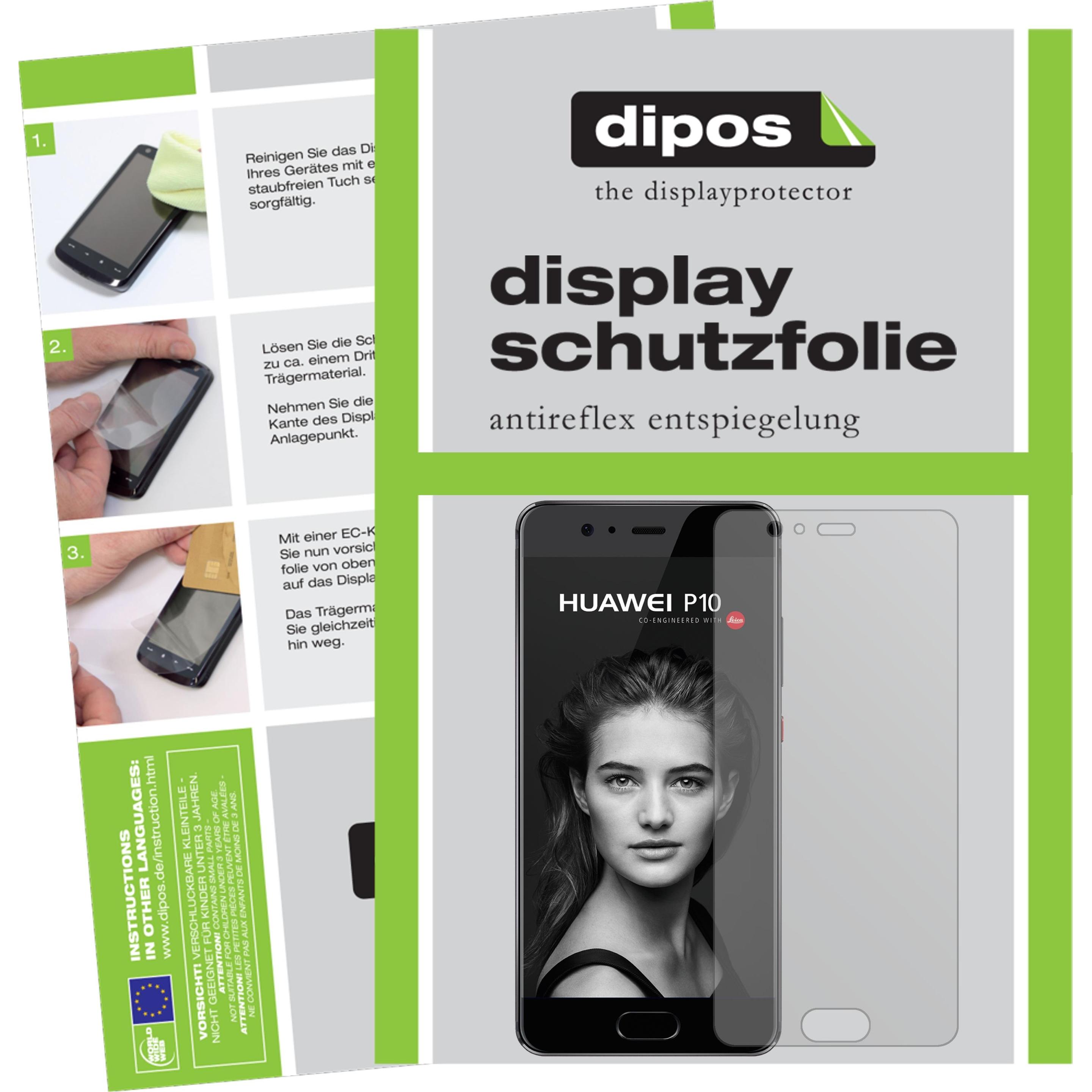 Dipos Displayschutzfolie Antireflex (2 Stück, Huawei P10), Smartphone Schutzfolie, Transparent