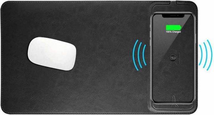 Actual product image Akashi Mouse Pad With 5w Induction Wireless Charger In Faux Leather
