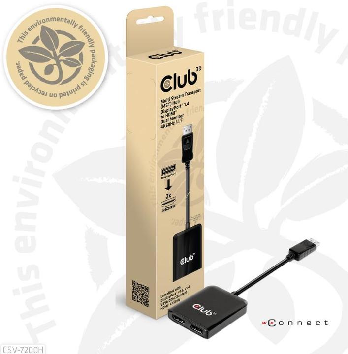 Produktbild Club 3D Club3D Multi Streaming Transport Hub 1xDP->2xHDMI (HDMI, 20 cm)