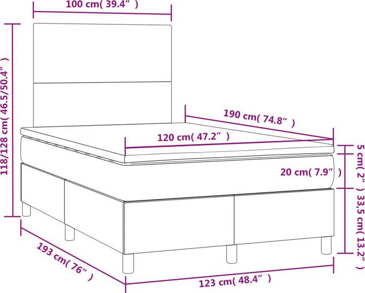 Image du produit vidaXL Boxspringbett (120 x 190 cm)