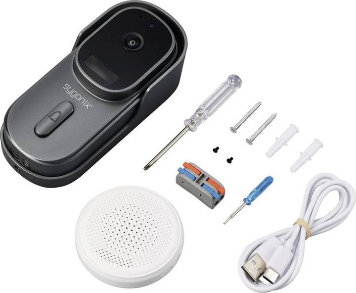 Produktbild Sygonix IP-Video-Türsprechanlage WLAN, Funk Grau, Weiss (Funk, WLAN)