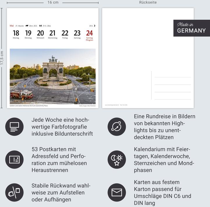 Produktbild Harenberg New York Sehnsuchtskalender 2026 - Wochenkalender mit 53 Postkarten