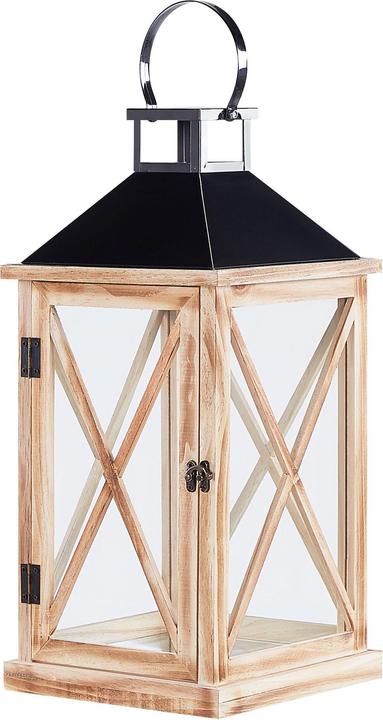 Actual product image Beliani Lantern pine wood brown / black 61 cm TELAGA (1 x)