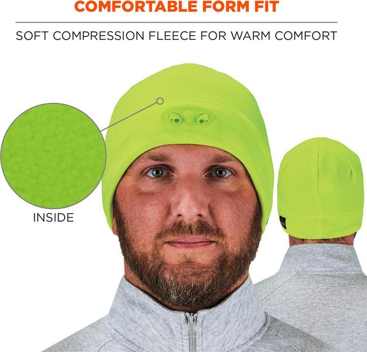 Produktbild Ergodyne Fleecemütze N-Ferno 6804, mit 4 LEDs, lime (One Size)