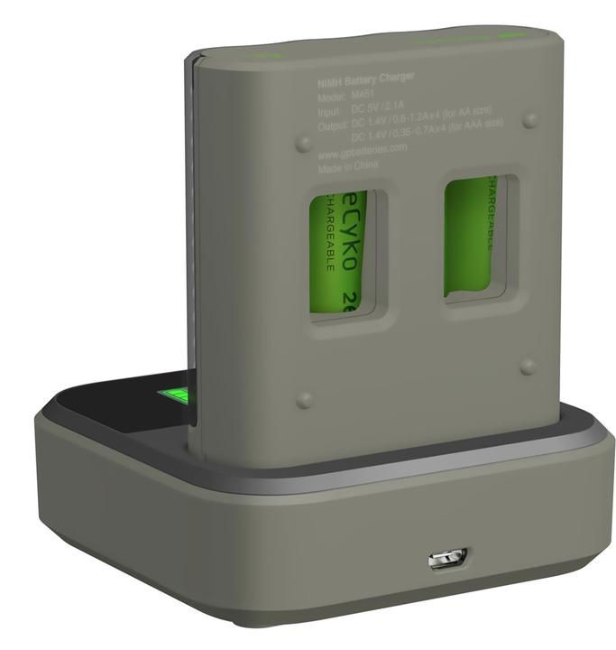 Produktbild GP Batteries ReCyko M4D45 4-fach LCD 4Port Docking St. + 4x AA NiMh 2600mAh (4 Stk., AAA, AA, 2100 mAh, Ladegerät inkl. Akku)