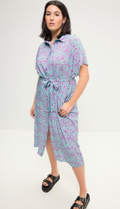 Produktbild Studio Untold Hemdblusen-Midikleid, oversized, zweifarbiger Print, Bindegürtel (50, 52)