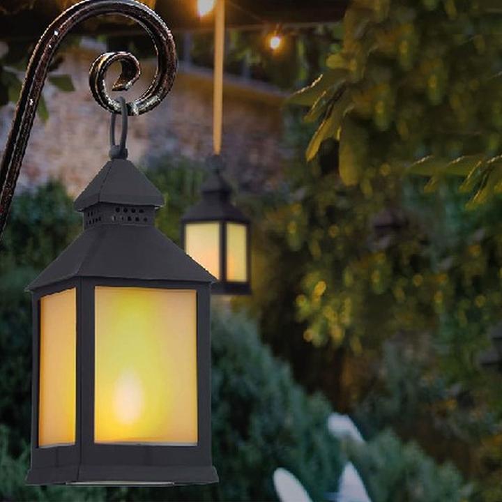 Image du produit Benson Lot de 2 lanternes LED avec effet de flamme, noir (10,5 x 10,5 x 24 cm, 2 x)