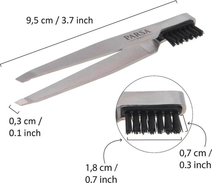 Immagine prodotto Parsa Beauty Pinzetta Parsa 2in1 con pennello per sopracciglia, argento