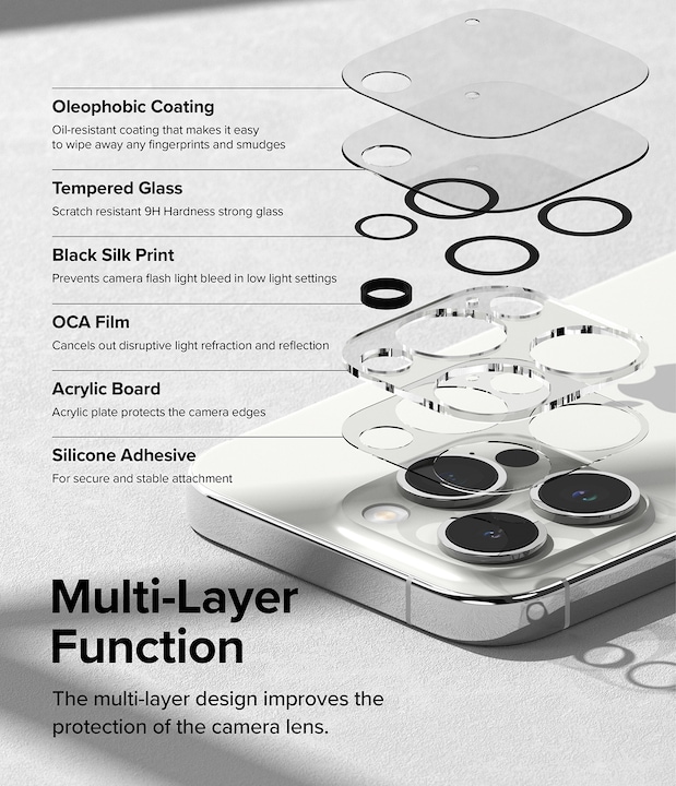 Actual product image Ringke iPhone 15 Pro Max Camera Styling Camera Island Protector Tempered Glass (2pcs) Transparent (2 Piece, Apple iPhone 15 Pro Max)