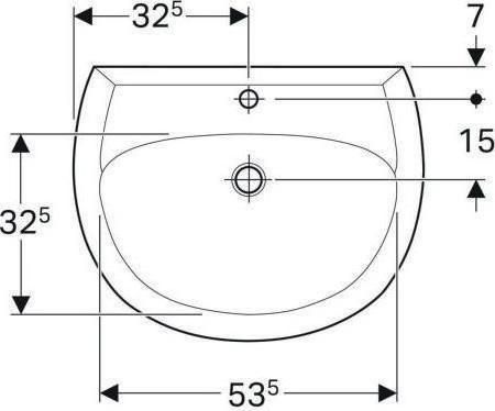 Actual product image Geberit Washbasin RENOVA m HL with overflow 650x510mm pergamon (510 mm, 650 mm)