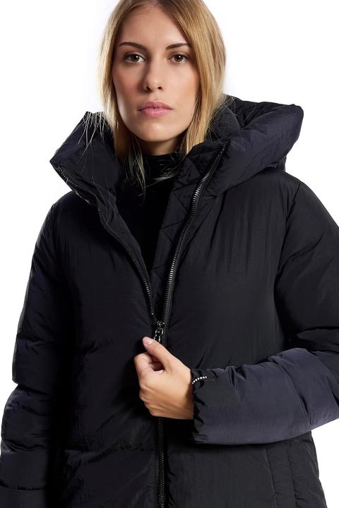 Actual product image Iceport Long Quilted Hooded Jacket with Water-Resistant Dual Zipper