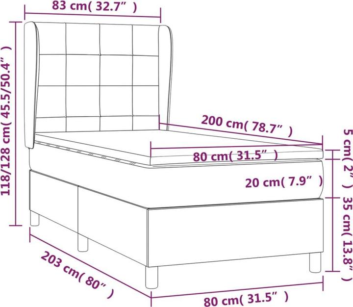 Produktbild vidaXL Boxspringbett (80 x 200 cm)