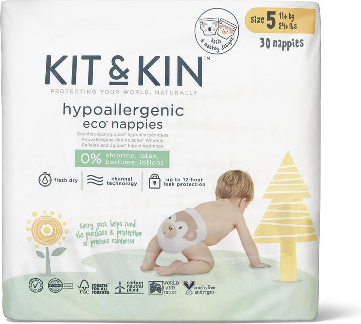 Actual product image Kit & Kin Nappies (Size 5, Pack, 30 Piece)