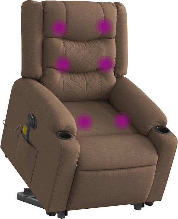 Immagine prodotto VidaXL Poltrona massaggiante elettrica con ausilio per l'assistenza in piedi in tessuto marrone