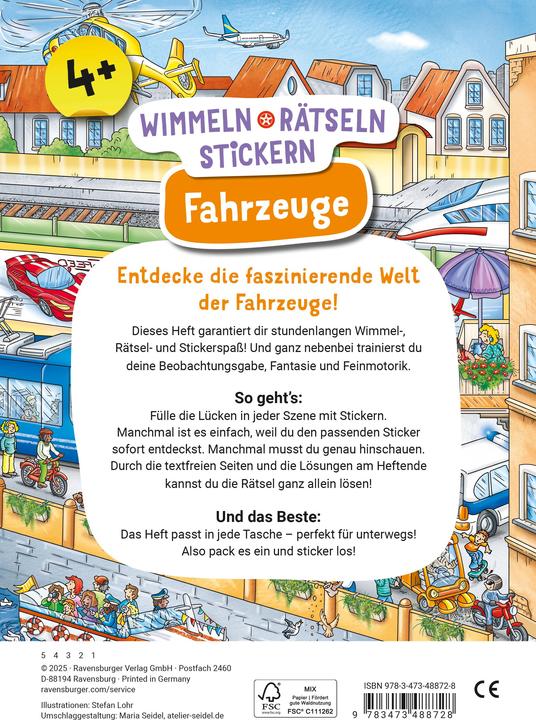 Actual product image Ravensburger Wimmeln, Rätseln, Stickern: Fahrzeuge